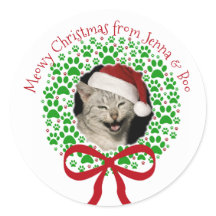 Meowy Christmas Paw Print vakantiekrans foto