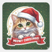 Meowy Christmas Peekaboo Cat Sticker – Cute cat (Voorkant)