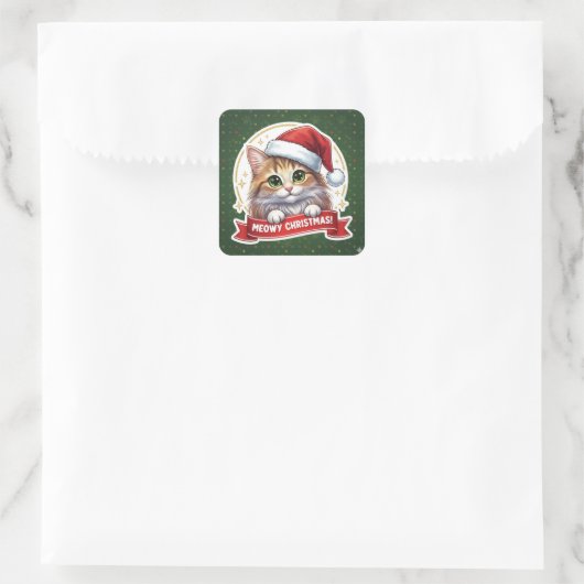 Meowy Christmas Peekaboo Cat Sticker – for kids (Tas)