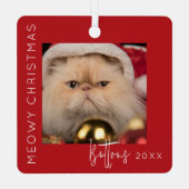 Meowy Christmas | Pet Foto Kerstboom Metalen Ornament (Achterkant)