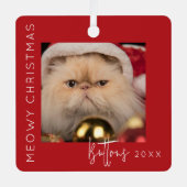 Meowy Christmas | Pet Foto Kerstboom Metalen Ornament (Voorkant)