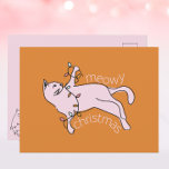 Meowy Christmas Pink Cat Lights Feestdagenkaart<br><div class="desc">Heb een meowy kerst met dit schattige roze kat kerst briefkaart! Een met de hand geïllustreerde kat met lichten maakt deze feestelijk en leuk.</div>
