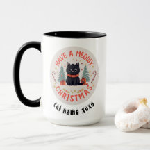 Meowy Christmas Purrfect Black Cat Mok
