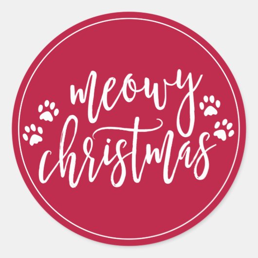 Meowy Christmas Red Holiday Envelope Seal Ronde Sticker (Voorkant)