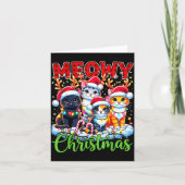 Meowy Christmas Reindeer Xmas Lights Santa Cat Kaart (Voorkant)