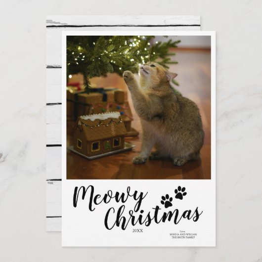 Meowy Christmas Script Custom Cat Kaart (Voorkant / Achterkant)