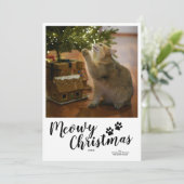 Meowy Christmas Script Custom Cat Kaart (Staand voorkant)