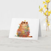 Meowy Christmas Tangled Cat Lights Wenskaart Kaart (Gele Bloem)