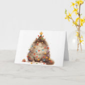 Meowy Christmas Tangled Cat Lights Wenskaart Kaart (Gele Bloem)