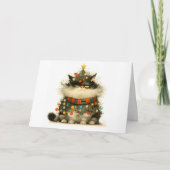 Meowy Christmas Tangled Cat Lights Wenskaart Kaart (Voorkant)