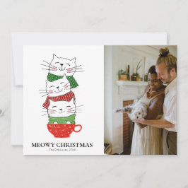Meowy Christmas Three Cats Cup Sjaals Foto Schatti Feestdagenkaart