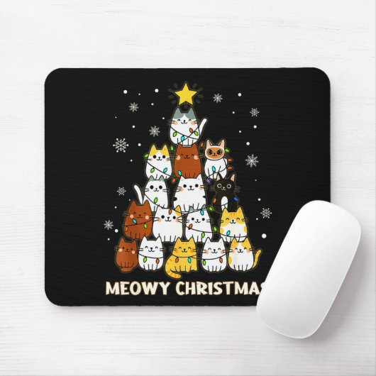 Meowy Christmas Tree Merry Catmas Cat Lover For Me Muismat (Met muis)