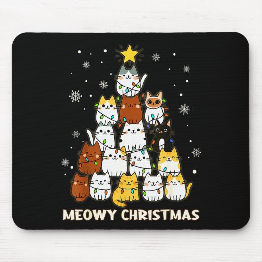 Meowy Christmas Tree Merry Catmas Cat Lover For Me Muismat (Voorkant)