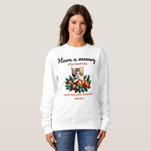 Meowy Christmas Unisex Sweatshirt (Voorkant volledig)