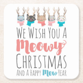 'Meowy Christmas' Vakantie katten in een gewei Gra Kartonnen Onderzetters