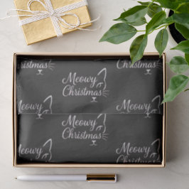 'Meowy Christmas' Verfijnd Charcoal Zwart Tissuepapier