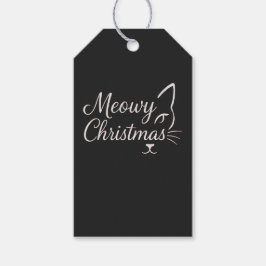 'Meowy Christmas' Verfijnd Koolzwarte Cadeaulabel