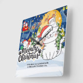 Meowy Christmas Vierkante Klok (Hoek)