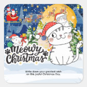 Meowy Christmas Vierkante Sticker (Voorkant)