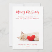 Meowy Christmas White Funny Cat Photo Holiday Kaar Kaart (Voorkant)
