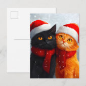 Meowy Christmas Winter Love Aankondigingskaart (Voorkant / Achterkant)