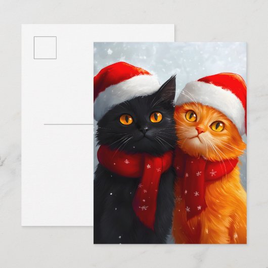 Meowy Christmas Winter Love Aankondigingskaart (Voorkant / Achterkant)