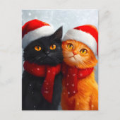 Meowy Christmas Winter Love Aankondigingskaart (Voorkant)