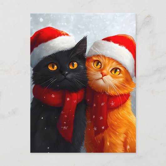Meowy Christmas Winter Love Aankondigingskaart (Voorkant)