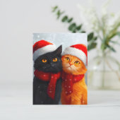 Meowy Christmas Winter Love Aankondigingskaart (Staand voorkant)