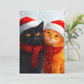 Meowy Christmas Winter Love Feestdagenkaart (Staand voorkant)