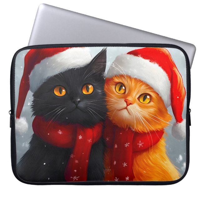 Meowy Christmas Winter Love Laptop Sleeve (Voorkant)