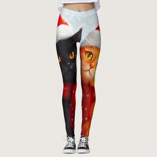 Meowy Christmas Winter Love Leggings (Voorkant)
