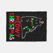 Meowy Christmas Xmas Lights Black Cat Pajamas  Fleece Deken (Voorkant (Horizontaal))