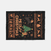 Meowy Christmas Xmas Tree Cat Ugly Sweater Pajamas Fleece Deken (Voorkant (Horizontaal))