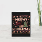 Meowy Christmas Xmas Tree Cat Ugly Sweater Pajamas Kaart (Voorkant)
