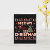 Meowy Christmas Xmas Tree Cat Ugly Sweater Pajamas Kaart (Gele Bloem)