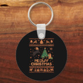 Meowy Christmas Xmas Tree Cat Ugly Sweater Pajamas Sleutelhanger (Voorkant)