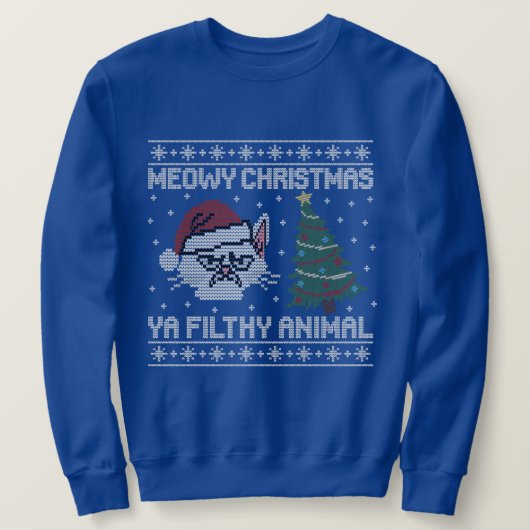 Meowy Christmas Ya Filthy Animal - Cat Head Design Trui (Design voorkant)