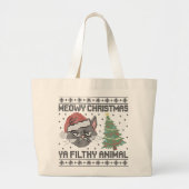 Meowy Christmas Ya Filthy Animal - Ugly Christmas Grote Tote Bag (Voorkant)