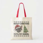 Meowy Christmas Ya Filthy Animal - Ugly Christmas Tote Bag (Voorkant)