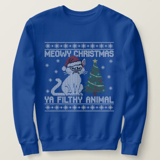 Meowy Christmas Ya Filthy Animal - Ugly Christmas Trui (Design voorkant)