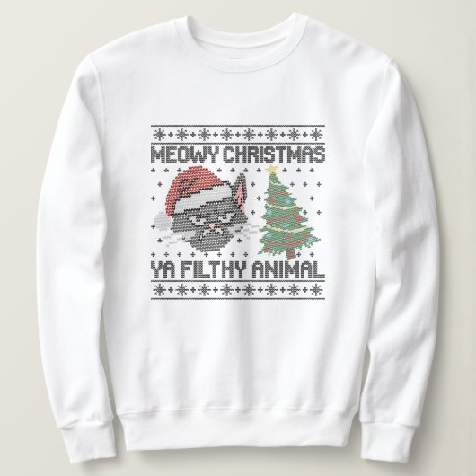 Meowy Christmas Ya Filthy Animal - Ugly Christmas Trui (Design voorkant)
