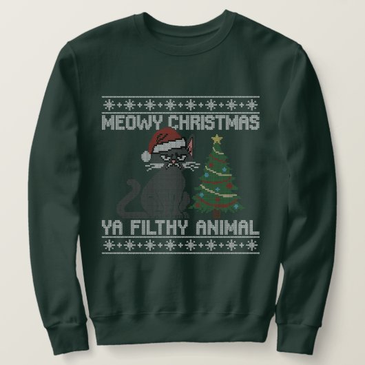 Meowy Christmas Ya Filthy Animal - Ugly Christmas  Trui (Design voorkant)