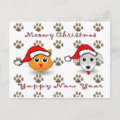 Meowy Christmas Yappy Nieuwjaar Briefkaart (Voorkant)