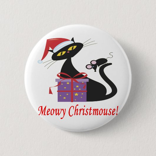 Meowy Christmouse Ronde Button 5,7 Cm (Voorkant)
