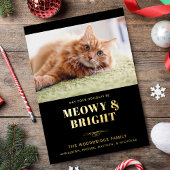 Meowy en Bright Cat Photo Gag Kerstmis Folie Feestdagenkaart