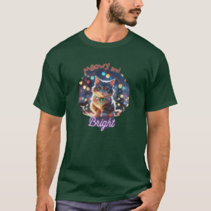 "Meowy en Bright" Chat mignon de Noël T-shirt