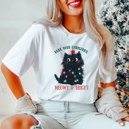 Meowy en Bright Christmas Cat T-shirt