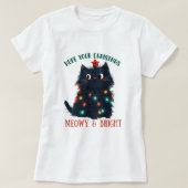 Meowy en Bright Christmas Cat T-shirt (Design voorkant)