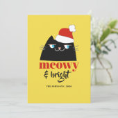 Meowy en Bright Funny Cat Kerstmis Feestdagenkaart (Staand voorkant)